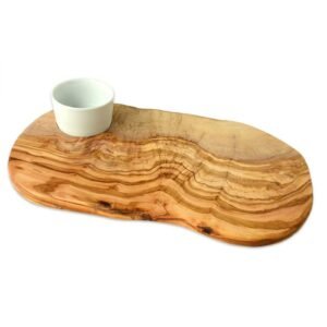 Burgerių lenta „RUSTIC“ su dubenėliu“, Porcelianas, Alyvmedis