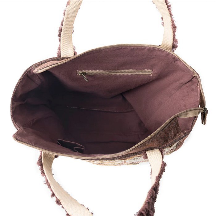 Vintažinio stiliaus drobės rankinė, „Art Deco“, Drobė, Oda – Paveikslėlis 4